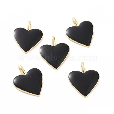 Real 18K Gold Plated Black Heart Brass+Enamel Pendants