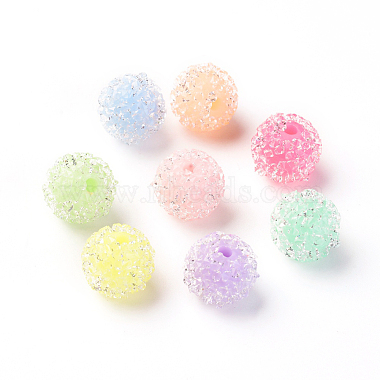 10mm Mixed Color Round Resin+Rhinestone Beads