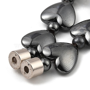 Colliers de perles d'hématite non magnétiques synthétiques en forme de cœur pour femmes et hommes(NJEW-E097-08)-3