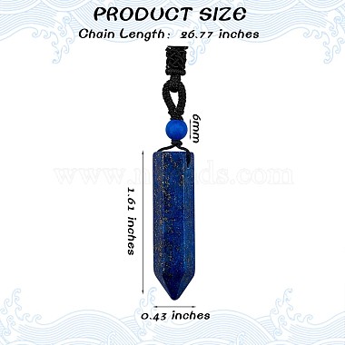 Natural Lapis Lazuli Bullet Pendant Necklace(JN1043E)-3