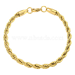 1Pc 5MM 304 Stainless Steel Rope Chain Bracelets for Women, with Lobster Claw Clasps, Ion Plating(IP), Real 18K Gold Plated, 8-1/2 inch(21.5cm)(BJEW-DJ0001-58)