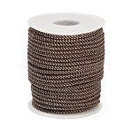 Nylon Braided Cords, Milan Cords/Twisted with Metallic Thread, Camel, 3mm, about 21.87 yards(20m)/roll(NWIR-C004-03K)