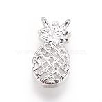 Brass Links connectors, Pineapple, Platinum, 15.5x7.8x2mm, Hole: 0.7mm(X-KK-O112-02P)
