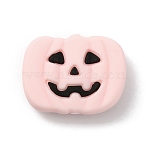 Halloween Food Grade Eco-Friendly Silicone Beads, Pumpkin Jack-O'-Lantern, Pink, 21x27x8mm, Hole: 2mm(SIL-WH0002-61D)