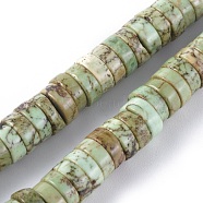 Natural Magnesite Beads Strands, Heishi Beads, Dyed & Heated, Flat Round/Disc, Dark Sea Green, 8x3mm, Hole: 1mm, about 122pcs/strand, 15.1 inch(38.5cm)(TURQ-L030-04C-02)