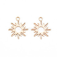 Brass Charms, Nickel Free, Sun, Real 18K Gold Plated, 15x13x0.5mm, Hole: 1.5mm(KK-S364-003)