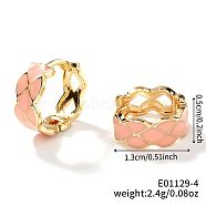 Fashionable Minimalist Multicolor Brass Enamel Hoop Earrings for Elegant and Unique Ear Accessories, Pink, 13x5mm(IC8285-4)