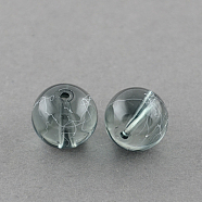Drawbench Transparent Glass Beads Strands, Spray Painted, Round, Light Grey, 4mm, Hole: 1.1~1.3mm, about 200pcs/strand, 31.4 inch(X-GLAD-Q012-4mm-09)