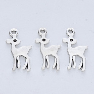Tibetan Style Alloy Pendants, Cadmium Free & Lead Free, Sika Deer, Antique Silver, 21x11x1mm, Hole: 1.5mm, about 806pcs/500g(TIBE-R316-074AS-RS)