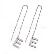304 Stainless Steel Stud Earrings, Hypoallergenic Earrings, Ear Threads, Alphabet, Letter.E, 107~112x1mm, Pin: 15x0.7mm, letter: 11x8x0.5mm(EJEW-L205-01E)