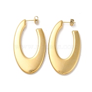 Ion Plating(IP) 304 Stainless Steel Oval Stud Earrings, Half Hoop Earrings, Real 14K Gold Plated, 49x27.5x3.5mm(EJEW-Z022-25G)