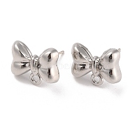 Silver Alloy Stud Earring Findings, with Horizontal Loops & 925 Sterling Silver Pin, Bowknot, 11x14mm, Pin: 11x0.6mm(EJEW-H108-01H-S)