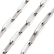 Tarnish Resistant 304 Stainless Steel Paperclip Chains, Flat Oval, Unwelded, with Spool, Stainless Steel Color, Link: 13.5x4.5x1.2mm(CHS-H026-17P)