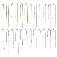 PandaHall Elite 24Pcs 12 Style 304 Stainless Steel Stud Earring Findings, Ear Threads with Loops, Golden & Stainless Steel Color, 77~132mm, Hole: 1.8~2.5mm, Pin: 0.8~0.9mm, 2Pcs/style(STAS-PH0005-23)