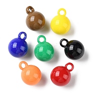 Spray Painted Opaque Acrylic Pendants, Round Charm, Mixed Color, 21x16mm, Hole: 3.5mm(SACR-F010-01)