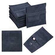 Velvet Jewelry Flap Pouches, Folding Envelope Bag for Earrings, Bracelets, Necklaces Packaging, Rectangle, Midnight Blue, 96x90x2.5mm(ABAG-WH0038-43E)