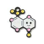 Chemistry Science Theme Alloy Enamel Pendants, Black, Chemical Molecules Charm, 21.5x18x1.5mm, Hole: 1.8mm(ENAM-I060-14E)