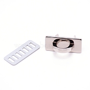 Zinc Alloy Bag Shoes Buckle Clips, with Iron Shim, Cadmium Free & Lead Free, Platinum, 32x14x19.5mm, Hole: 9x10mm(FIND-WH0063-91P-RS)