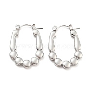 Oval Bubble 304 Stainless Steel Hoop Earring for Women, Stainless Steel Color, 27x19.5x3mm(EJEW-C067-01P)