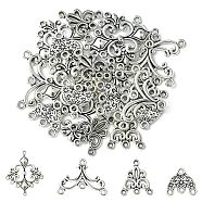 20Pcs 4 Style Tibetan Style Alloy Chandelier Component Links, Mixed Shapes, Antique Silver, 15~35x16~29x1.5~2mm, Hole: 1~2mm, 5pcs/style(TIBE-YW0001-40)