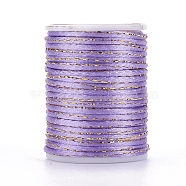 Polyester Cord, with Gold Metallic Cord, Chinese Knotting Cord, Lilac, 1.5mm, about 4.37 yards(4m)/roll(OCOR-G006-01-1.5mm-08)