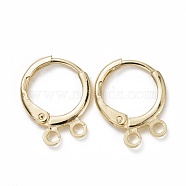 Brass Hugggie Hoop Earrings, with 2 Loops, Golden, 12 Gauge, 14x11.5x2mm, Pin: 0.8mm, Hole: 1.5mm(EJEW-M205-03G)