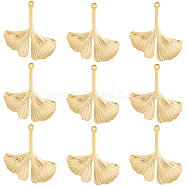 40Pcs 201 Stainless Steel Pendants, Ginkgo Leaf, Real 24K Gold Plated, 29x25.5x1.9mm, Hole: 0.8mm(STAS-BBC0003-37)