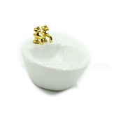 Mini Ceramic Wash Basin Sink, Micro Landscape Dollhouse Decoration, Pretending Prop Accessories, White, 45x40x19mm(PW-WGF3ADA-02)