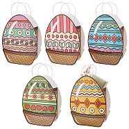 5pcs 5 colors Easter Egg Shaped Paper Bags, Candy Treat Bags with Handles, for Gift Storage, Mixed Color, 37.5cm, Bag: 30.5x20.8x9cm, 1pc/color(CARB-BC0001-19)
