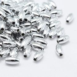 Plating Eco-Friendly Plastic Beads, Oval, Silver Plated, 8x4mm, Hole: 1mm, about 7300~7600pcs/500g(KY-K002-03-8x4mm-S)