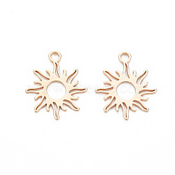 Brass Charms, Nickel Free, Sun, Real 18K Gold Plated, 15x13x0.5mm, Hole: 1.5mm(KK-S364-003)