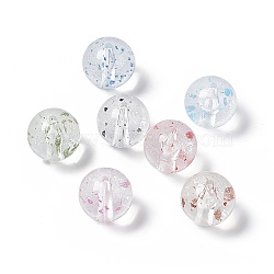Transparent Acrylic Bead, with Dried Flower Petal, Round, Random Color, 15.5x15mm, Hole: 2mm, 210pcs/500g(OACR-H019-01)