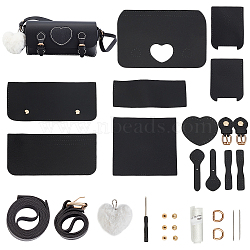 DIY PU Imitation Leather Bag Making Kits, with Alloy Finding, Black, 147.5x213x3mm, Hole: 1.5mm(DIY-WH0304-182)