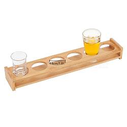 6-Hole Bamboo Shot Glasses Holder, Rectangle, Moccasin, 355x63.5x40.5mm, Inner Diameter: 46mm(AJEW-WH0010-88)