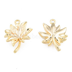 Brass Pendants, Nickel Free, Flower, Real 18K Gold Plated, 19x14.5x4mm, Hole: 1.4mm(KK-N231-401)