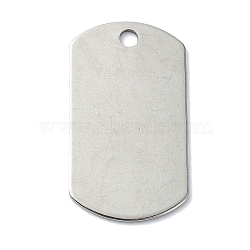 Non-Tarnish 304 Stainless Steel Stamping Blank Tag Pendants, Laser Cut, Rectangle Charm, Stainless Steel Color, 35x19.5x1mm, Hole: 3mm(STAS-C097-45P)