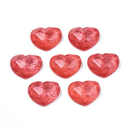 Transparent Resin Cabochons, Water Ripple, Heart, Crimson, 17x21x7.5mm(CRES-N031-003A-B01)