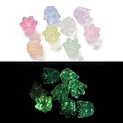 Luminous Acrylic Beads, with Glitter Powder, Glow in the Dark Beads, Lily of the Valley, Mixed Color, 10x12x11mm, Hole: 1mm, 757pcs/500g(OACR-E041-15)