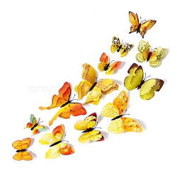 12Pcs PVC 3D Butterfly Wall Decorative Stickers, Wall Decorations, Gold, 60~120mm(PW-WG55410-05)