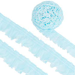 8 Yard Polyester Pleated Lace Ribbon, Wave Edge Lace Trim, Clothes Accessories, Pale Turquoise, 1/2 inch(14mm)(OCOR-WH0078-159A)