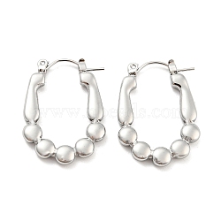 Non-Tarnish Oval Bubble 304 Stainless Steel Hoop Earring for Women, Stainless Steel Color, 27x19.5x3mm(EJEW-C067-01P)