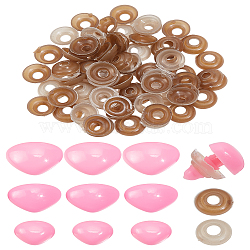 68 Sets 3 Styles Triangle Plastic Craft Safety Screw Noses, with Shim, Doll Making Supplies, Pearl Pink, 15~20x12~20.5mm(DOLL-LP0001-06)