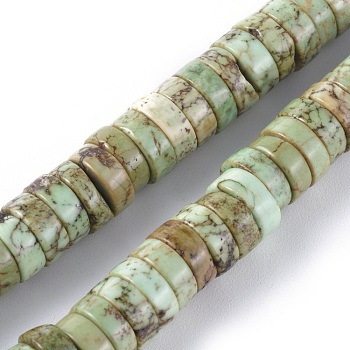 Natural Magnesite Beads Strands, Heishi Beads, Dyed & Heated, Flat Round/Disc, Dark Sea Green, 8x3mm, Hole: 1mm, about 122pcs/strand, 15.1 inch(38.5cm)