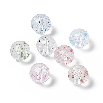 Transparent Acrylic Bead, with Dried Flower Petal, Round, Random Color, 15.5x15mm, Hole: 2mm, 210pcs/500g