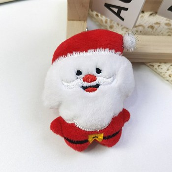 Christmas Theme Cloth Plush Doll Pendant Decorations, with Ball Chain for Bag Ornaments, Santa Claus, 151mm