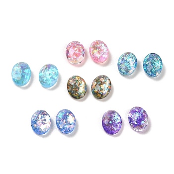 Resin Imitation Opal Cabochons, Single Face Faceted, Oval, Mixed Color, 8x6x3mm