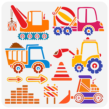 PET Hollow Out Drawing Painting Stencils, for DIY Scrapbook, Photo Album, Tractor, 30x30cm