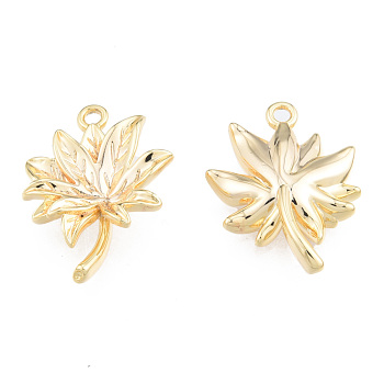 Brass Pendants, Nickel Free, Flower, Real 18K Gold Plated, 19x14.5x4mm, Hole: 1.4mm