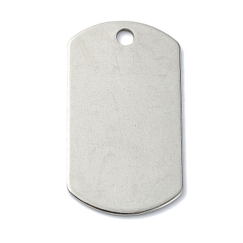 304 Stainless Steel Stamping Blank Tag Pendants, Laser Cut, Rectangle Charm, Stainless Steel Color, 35x19.5x1mm, Hole: 3mm
