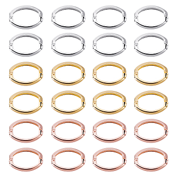 Brass Twister Clasps, Oval Ring, Mixed Color, 27x20x3.5mm, 24pcs/box